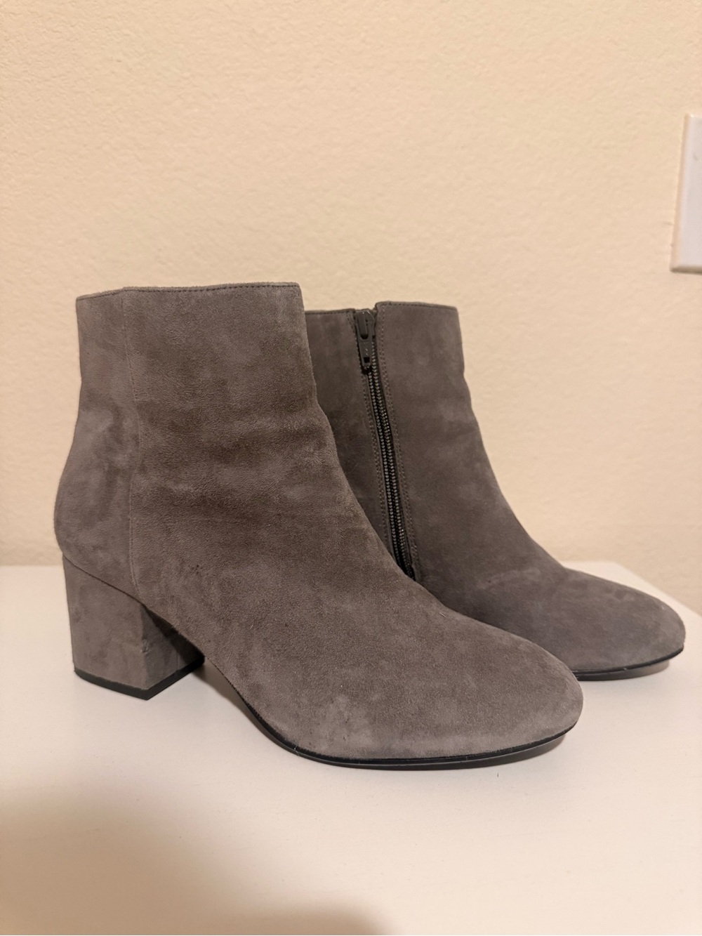 Aldo Gray Suede Block Heel Ankle Boots